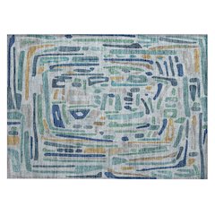 Machine Washable Indoor/Outdoor Chantille ACN2432 Teal 1'8" x 2'6" Rug