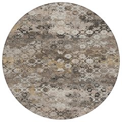 Machine Washable Indoor/Outdoor Chantille ACN2433 Brown 8' x 8' Round Rug
