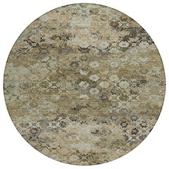 Machine Washable Indoor/Outdoor Chantille ACN2433 Brown 8' x 8' Round Rug