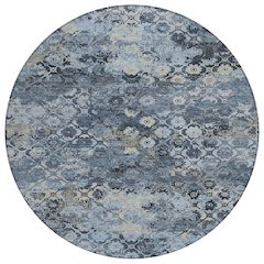 Machine Washable Indoor/Outdoor Chantille ACN2433 Blue 8' x 8' Round Rug