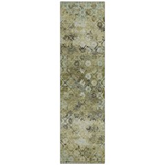 Machine Washable Indoor/Outdoor Chantille ACN2433 Green 2'3" x 7'6" Runner Rug
