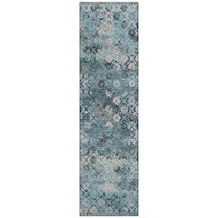 Machine Washable Indoor/Outdoor Chantille ACN2433 Teal 2'3" x 7'6" Runner Rug