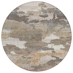 Machine Washable Indoor/Outdoor Chantille ACN2434 Brown 8' x 8' Round Rug