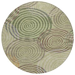 Machine Washable Indoor/Outdoor Chantille ACN2435 Green 8' x 8' Round Rug