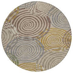 Machine Washable Indoor/Outdoor Chantille ACN2435 Brown 8' x 8' Round Rug