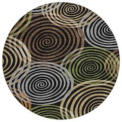 Machine Washable Indoor/Outdoor Chantille ACN2435 Black 8' x 8' Round Rug