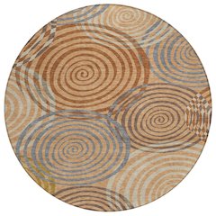 Machine Washable Indoor/Outdoor Chantille ACN2435 Orange 8' x 8' Round Rug