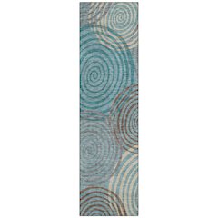 Machine Washable Indoor/Outdoor Chantille ACN2435 Teal 2'3" x 7'6" Runner Rug