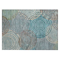 Machine Washable Indoor/Outdoor Chantille ACN2435 Teal 1'8" x 2'6" Rug