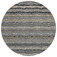 Machine Washable Indoor/Outdoor Chantille ACN2436 Black 8' x 8' Round Rug