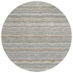 Machine Washable Indoor/Outdoor Chantille ACN2436 Gray 8' x 8' Round Rug