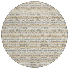 Machine Washable Indoor/Outdoor Chantille ACN2436 Ivory 8' x 8' Round Rug