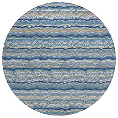 Machine Washable Indoor/Outdoor Chantille ACN2436 Blue 8' x 8' Round Rug