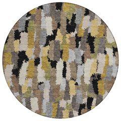 Machine Washable Indoor/Outdoor Chantille ACN2437 Black 8' x 8' Round Rug