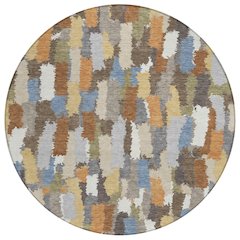 Machine Washable Indoor/Outdoor Chantille ACN2437 Brown 8' x 8' Round Rug