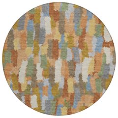 Machine Washable Indoor/Outdoor Chantille ACN2437 Orange 8' x 8' Round Rug