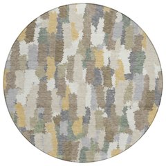 Machine Washable Indoor/Outdoor Chantille ACN2437 Ivory 8' x 8' Round Rug
