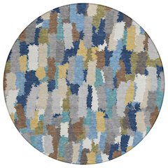 Machine Washable Indoor/Outdoor Chantille ACN2437 Blue 8' x 8' Round Rug