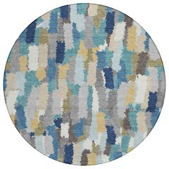 Machine Washable Indoor/Outdoor Chantille ACN2437 Teal 8' x 8' Round Rug
