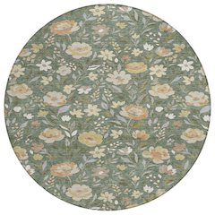 Machine Washable Indoor/Outdoor Chantille ACN2438 Green 8' x 8' Round Rug