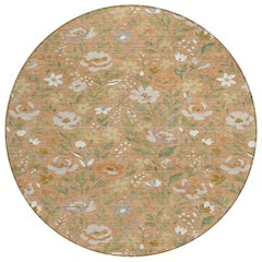 Machine Washable Indoor/Outdoor Chantille ACN2438 Orange 8' x 8' Round Rug
