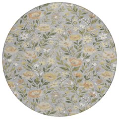 Machine Washable Indoor/Outdoor Chantille ACN2438 Gray 8' x 8' Round Rug