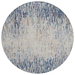 Machine Washable Indoor/Outdoor Chantille ACN2439 Blue 8' x 8' Round Rug
