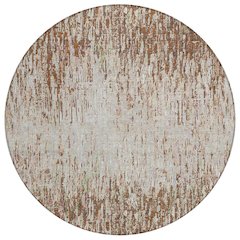 Machine Washable Indoor/Outdoor Chantille ACN2439 Orange 8' x 8' Round Rug