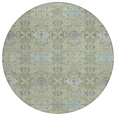 Machine Washable Indoor/Outdoor Chantille ACN2440 Green 8' x 8' Round Rug