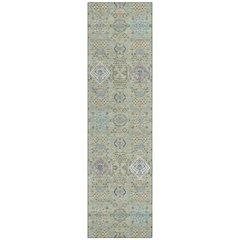 Machine Washable Indoor/Outdoor Chantille ACN2440 Green 2'3" x 7'6" Runner Rug