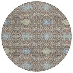 Machine Washable Indoor/Outdoor Chantille ACN2440 Brown 8' x 8' Round Rug