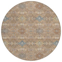 Machine Washable Indoor/Outdoor Chantille ACN2440 Orange 8' x 8' Round Rug