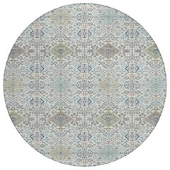 Machine Washable Indoor/Outdoor Chantille ACN2440 Ivory 8' x 8' Round Rug