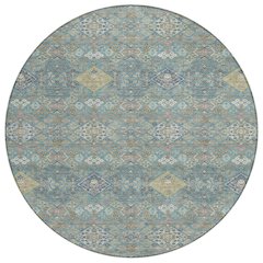 Machine Washable Indoor/Outdoor Chantille ACN2440 Teal 8' x 8' Round Rug