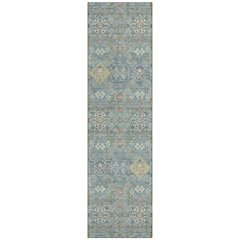 Machine Washable Indoor/Outdoor Chantille ACN2440 Teal 2'3" x 7'6" Runner Rug