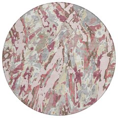 Machine Washable Indoor/Outdoor Chantille ACN2441 Pink 8' x 8' Round Rug