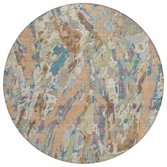 Machine Washable Indoor/Outdoor Chantille ACN2441 Orange 8' x 8' Round Rug