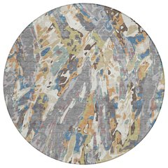 Machine Washable Indoor/Outdoor Chantille ACN2441 Gray 8' x 8' Round Rug