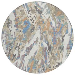 Machine Washable Indoor/Outdoor Chantille ACN2441 Ivory 8' x 8' Round Rug