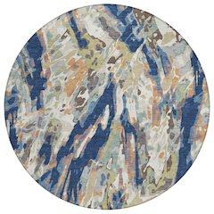 Machine Washable Indoor/Outdoor Chantille ACN2441 Blue 8' x 8' Round Rug