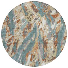 Machine Washable Indoor/Outdoor Chantille ACN2441 Teal 8' x 8' Round Rug