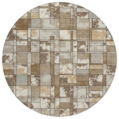 Machine Washable Indoor/Outdoor Chantille ACN2442 Brown 8' x 8' Round Rug