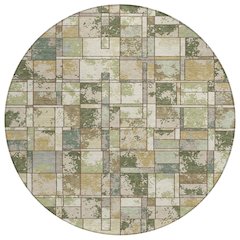 Machine Washable Indoor/Outdoor Chantille ACN2442 Green 8' x 8' Round Rug