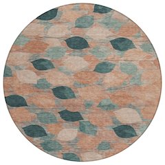 Machine Washable Indoor/Outdoor Chantille ACN2444 Orange 8' x 8' Round Rug