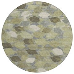 Machine Washable Indoor/Outdoor Chantille ACN2444 Green 8' x 8' Round Rug