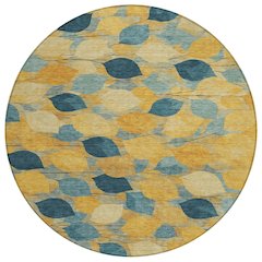 Machine Washable Indoor/Outdoor Chantille ACN2444 Gold 8' x 8' Round Rug