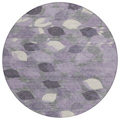 Machine Washable Indoor/Outdoor Chantille ACN2444 Purple 8' x 8' Round Rug