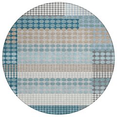Machine Washable Indoor/Outdoor Chantille ACN2445 Teal 8' x 8' Round Rug