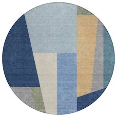 Machine Washable Indoor/Outdoor Chantille ACN2446 Blue 8' x 8' Round Rug
