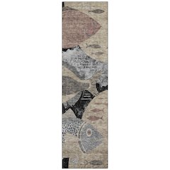 Machine Washable Indoor/Outdoor Chantille ACN2447 Black 2'3" x 7'6" Runner Rug